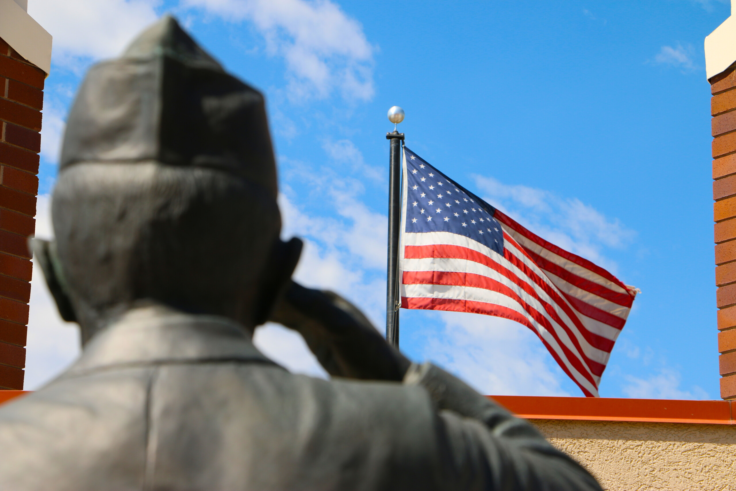 saluting the american flag